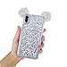 for iPhone X for iPhone Xs Floating Holographic Hearts Minnie Mickey Ears Liquid Waterfall Glitter Quicksand Disney Back Cover Case