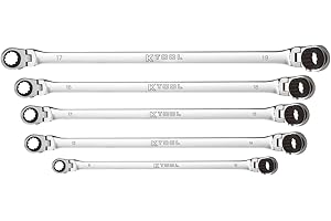 K Tool International XDDBM10 5 Piece Reversible Double Box Ratcheting Wrench Set for Garages, Repair Shops, and DIY, Black