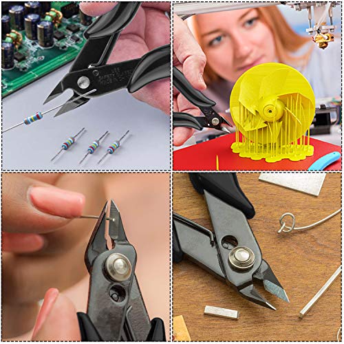 STARVAST 6 Pack 170 Flush Cutter 5 inch Micro Precision Wire Cutters Black Diagonal Cutting Pliers for Electronic, Model, Jewelry Making - Thumbnail 6