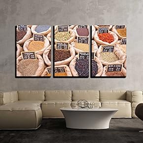 3 Piece Canvas Wall Art - Spice Market - Modern Home Art Stretched and Framed Ready to Hang - 16"x24"x3 Panels
