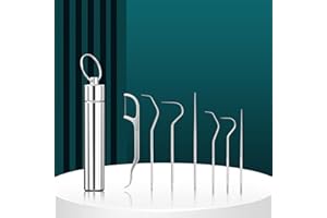 7Pcs Portable Stainless Steel Toothpicks Pocket Set, Reusable Metal Toothpicks with Holder for Outdoor Camping Picnic