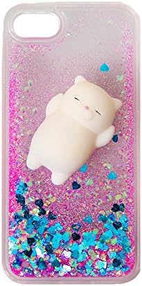 KAMELI Squishy Glitter White Cat Cell Phone Case For IPhone 7 With Slow Rising Foam Stress Relief Toy