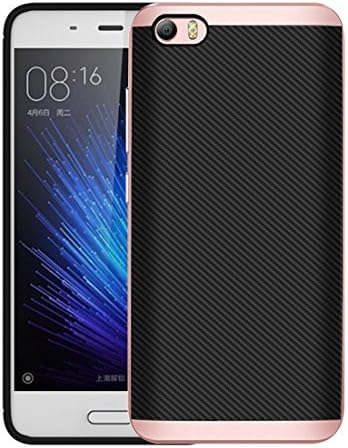 Xiaomi Mi 5 Case, Bumblebee Hybrid PC Carbon Fiber Scratch-Resistant, Shock Absorbent Cover Case for Mi 5 (Rose Gold)