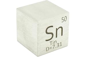 MAGERIAL Tin Cube Sn 99.99% Metal Element Cube Pure 25.4mm Density Cube for Element Collection Periodic Table Hunter, and More (1", Tin)