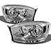 AKKON - For Dodge Ram Pickup Truck Chrome Clear Dual Halo Ring LED Projector Headlights Left + Right Replacement