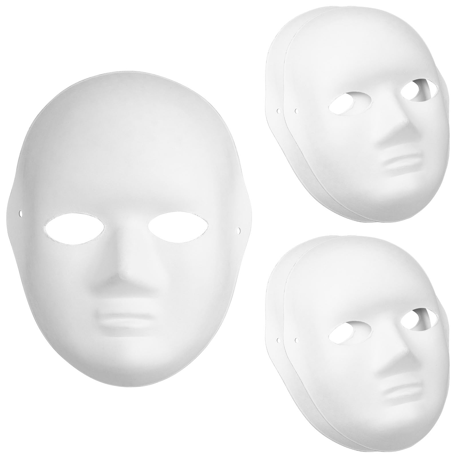 VICASKY 5PCS DIY Blank Masks, Blank White Full Face Mask Masquerade Paintable Paper Mask Pure White Graffiti Masks for Anime Cosplay Mask Fancy Dress Decorations