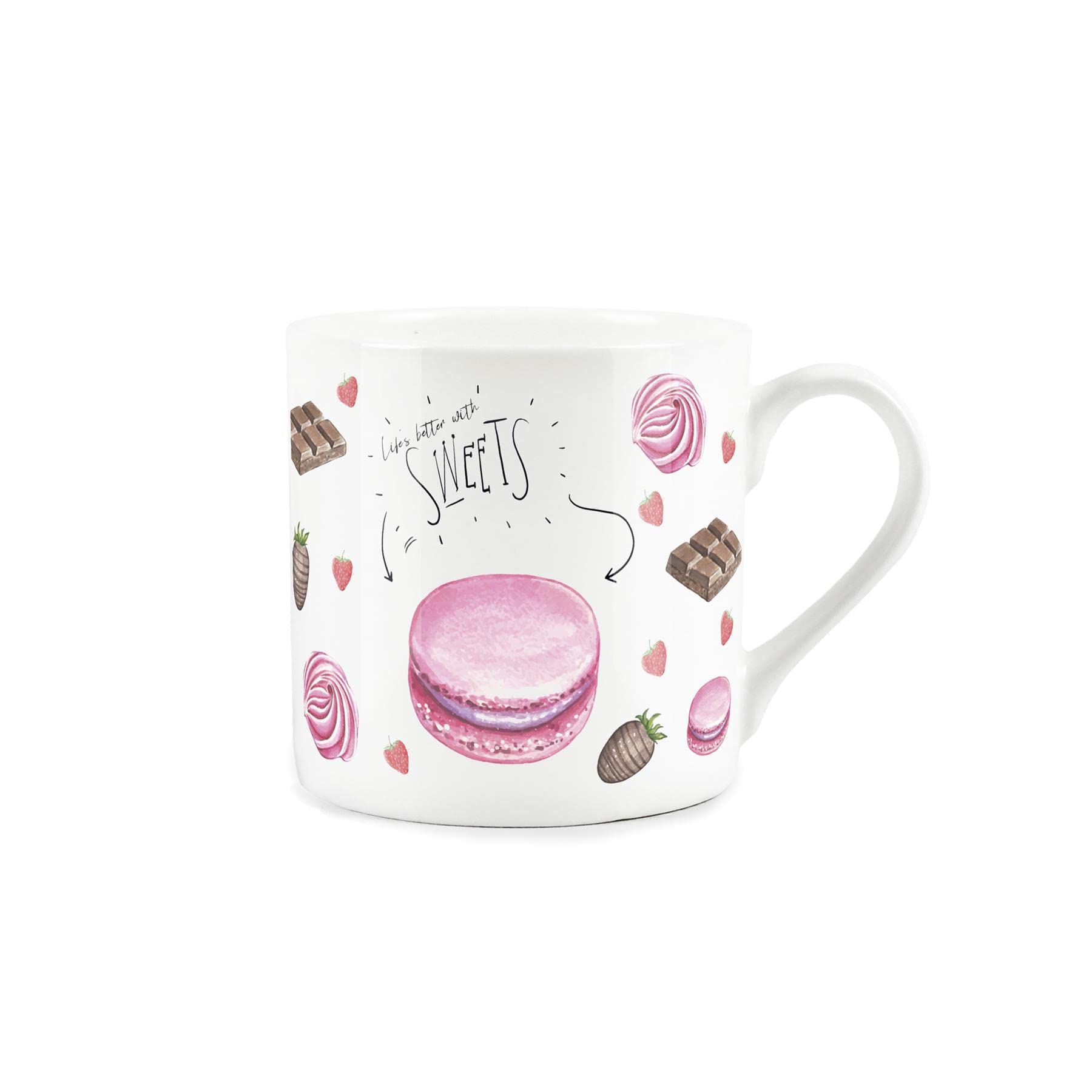 Purely Home Life's Better with Sweets Mug - Fine Bone China White Coffee/Tea Present Gift