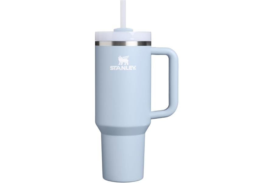 STANLEY Quencher H2.0 Flow State Tumbler, 40 oz, Blue Dream Stone | Handle and Straw | 3-Position Lid | Cup Holder Compatible for Travel | Insulated Stainless Steel Cup | BPA-Free
