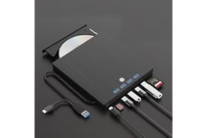 External CD DVD Drive, DVD Player for Laptop, 8 in 1 USB 3.0 Ultra-Slim Portable, Optical Disk Drive for Laptop Mac, PC Windo
