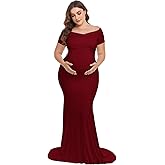 YnimioAOX Maternity Photoshoot Dress Short Sleeve Elegant Maxi Photography Dress Slim Stretchy Gowns