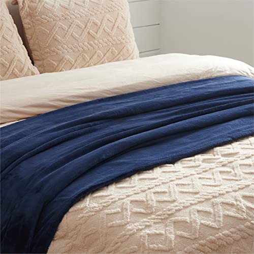 Bedsure Fleece Blanket Twin Blanket Navy Blue 300GSM Soft Lightweight