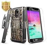 LG Stylo 3 Plus Case, LG Stylo 3 Case w/[Tempered Glass Screen Protector], NageBee [Heavy Duty] Shock Proof Dual Layer [Belt Clip] Holster [Kickstand] Combo Rugged Case For LG Stylo 3/LG LS777 (Camo)