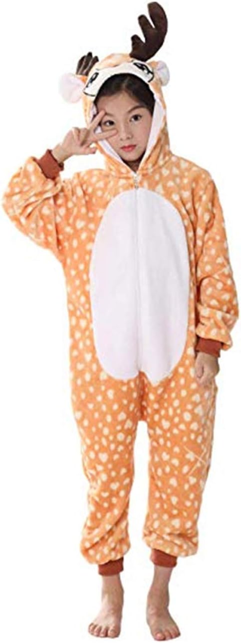Deer Onesie Adult Kids Pajamas Onepiece Xmas Halloween Animal Cosplay Costume