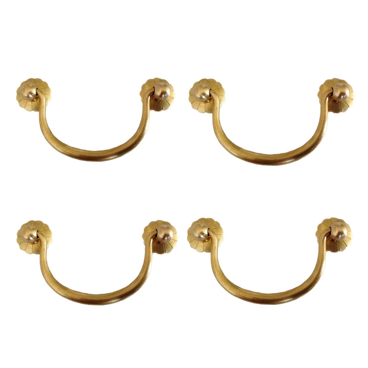 Photo 1 of Txinmin 4 Pack Traditional Bail Cabinet Hardware Handle Pull Antique Brass Drawer Pull, 3-3/20 Inch Hole Centers (80mm), Gold Brass Tone