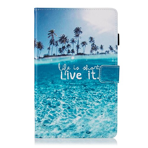 Kindle Fire HD 8 Case,LittleMax PU Leather Case Flip Stand Protective Auto Wake / Sleep Cover for Amazon Kindle Fire HD 8 7th Gen 2017 Release & 6th Gen Release 2016 with Free Stylus-04 Beach