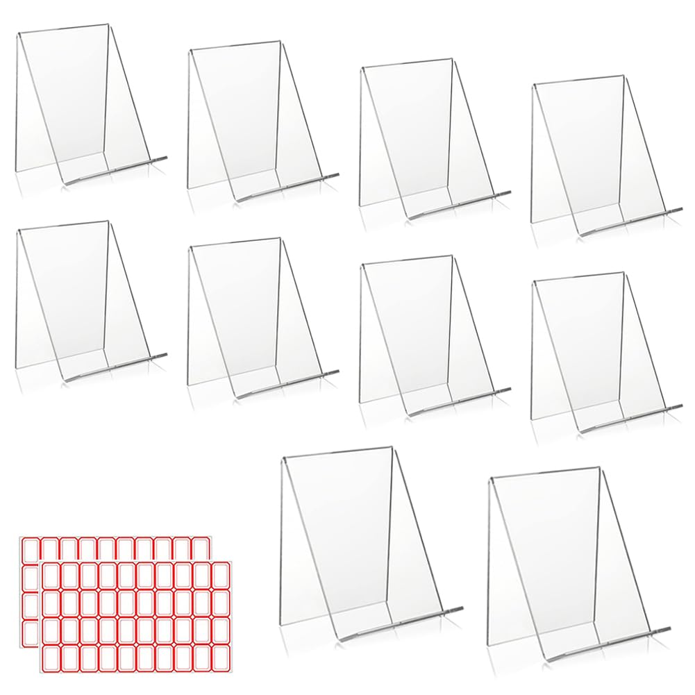 10Pcs Clear Acrylic Book Stand for Display, Transparent Acrylic Sign Holder Stand, Display Stand for Books, Music Sheets, Magazine, Tablets and Phones, Card and Artwork displays (L/ 10 * 11.5 * 13cm)