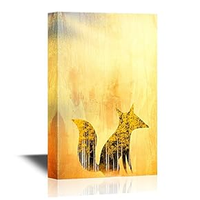 Canvas Wall Art - Double Exposure of Fox in Autumn Forest - Gallery Wrap Modern Home Art | Ready to Hang - 12x18 inches