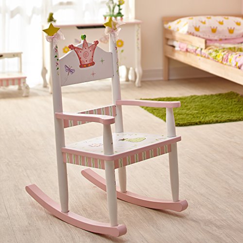 Fantasy Fields - Princess & Frog Hand Crafted Kids Wooden Rocking Chair