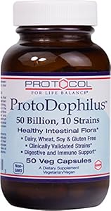 Protocol For Life Balance - ProtoDophilus 50 Billion, 10 Strains - Healthy Intestinal Flora to Support Digestive and Immune Health - 50 Veg Capsules