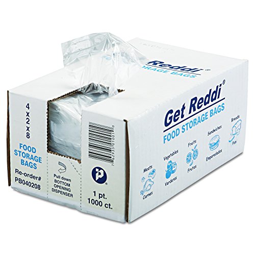 Inteplast PB040208 1 pt Capacity, 8" Length x 4" Width x 2" Gusset, Food and Utility Poly Bag (Case of 1000)