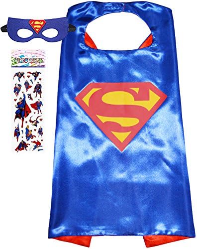 Funhall Superhero Costume and Dress Up For Kids - Satin Cape and Felt Mask (Superman)