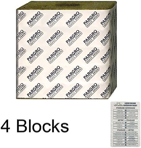 PARGRO QUICK DRAIN BIGGIE 6 x 6 x 6โ ROCKWOOL GRODAN W/ HOLE + TWIN CANARIES CHART - 4 Blocks