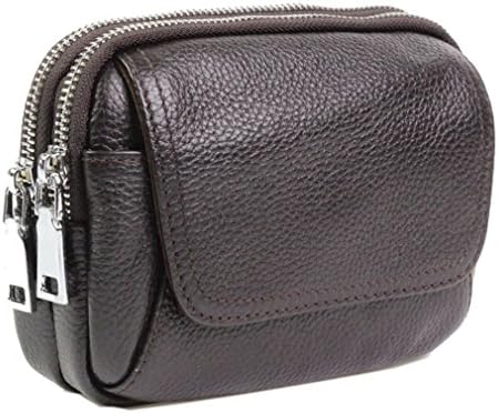 KUAISUF Genuine Leather Case Cell Mobile Phone Bags First Layer Cowhide Men Loop Skin Belt Purse Pack Casual Waist Bags Coffee