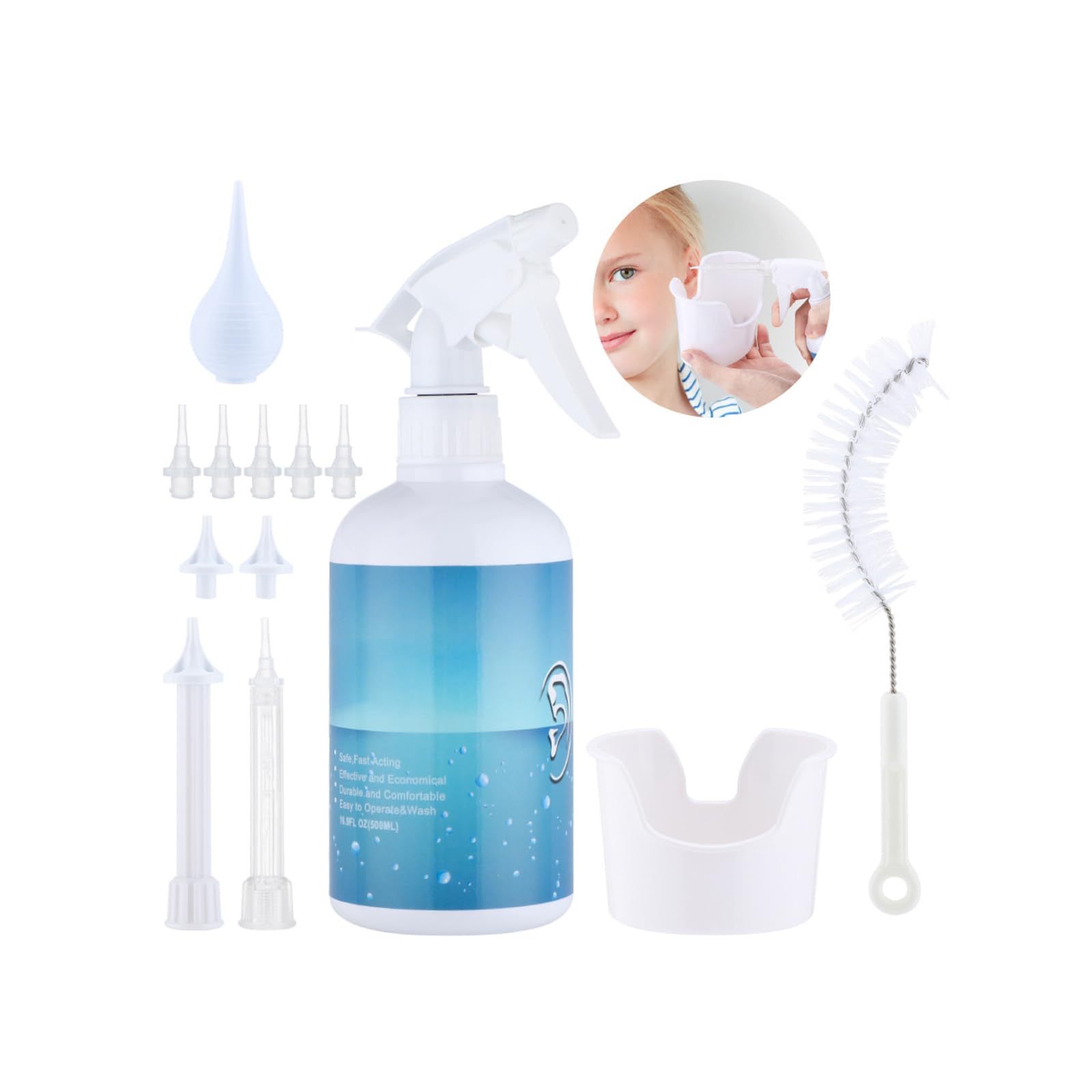Ear Wax Removal Kit, Water Powered Ear Cleaning Kit Professional Ear Cleaner Ear Wax Remover wirh 7 Tips & Water Catch Basin, Reusable Ear Irrigation Kit for Adults Kids