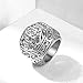 Trendsmax 316L Stainless Steel Signet Ring Carved Cross Crown Silver Tone Finger Ring Gothic Cool Size 9