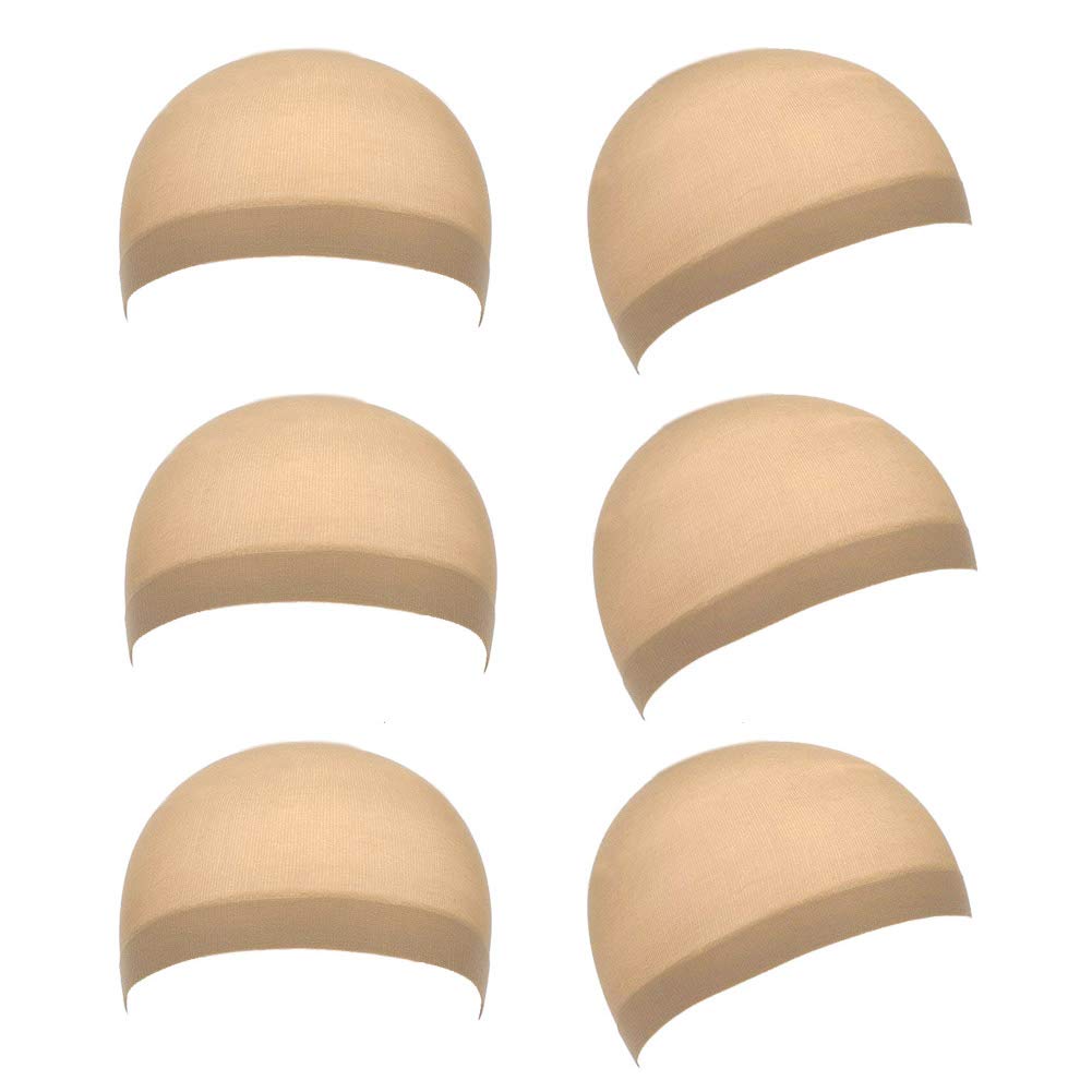 Qiuyan 6pcs Unisex Nude Wig Caps, Non-slip Beige Wig Caps Soft Comfortable Stretchy for Women and Men