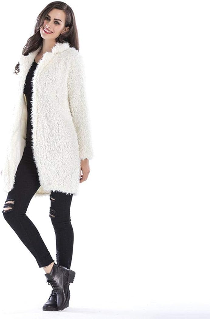 Kaimu Women Fuzzy Fleece Jacket Open Front Cardigan Warm Winter Coat Outwear