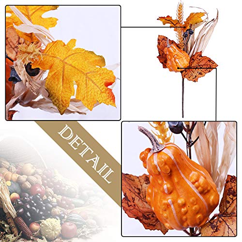Valery Madelyn Fall Decorations, 4 Packs Fall Artificial Picks with Gourd and Leaf for Home Decor, Harvest Decor,Crafting and Displaying - Thumbnail 2