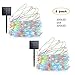 Lalapao 2 Pack Solar Powered LED String Lights 200 LED Christmas Lights Copper Wire Starry Fairy String Lights Waterproof Decor Lighting for Xmas Tree Outdoor Indoor Bedroom Garden Party (Multi Color)