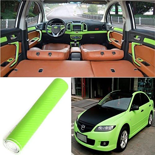 12"x50" 30x127cm 3D Carbon Fiber Film Wrap Vinyl Decal Car body Wrap Sticker Sheet (Green)