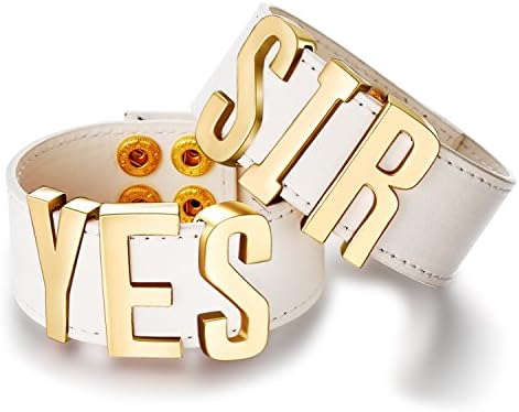 Eccosa "YES SIR" Cosplay Leather Bracelet (White&amp;Gold)