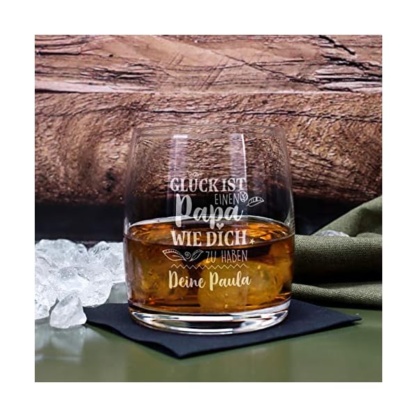 Herz & Heim® Genießerpaket für Papa Whisky mit gravierten Whiskyglas in Box - Glück ist einen Papa wie dich zu haben – Bild 5