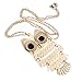 Amazing Value Jewelry Set Kit of 2 Classic Style Necklaces With Cute Black Eyed Owls Pendants On Chains In Silver And Golden Colors By VAGA®