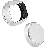 Haoge Square Metal Lens Hood for Fuji X100VI Fujifilm FinePix X100V X100F X100 X100S X100T X70 Camera Accessories Silver with Cap and 49mm Adapter Ring Kit