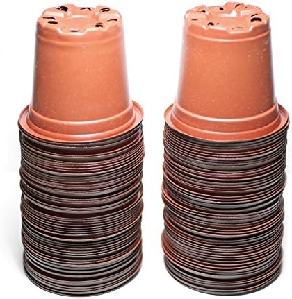 Royal Ram 4" Plastic Plant Pot Nursery Pots Seedlings Flower Plant Container Seed Starter Pots - 100 Pack