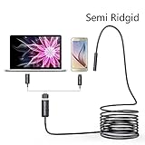 2017 NEW! ( 2-in-1 ) Semi Ridgid DBPOWER 2Million Pixels 5M USB Waterproof HD 6LED Borescope Endoscope Inspection Tube Camera with USB Adapter(included) for Android Device with OTG function