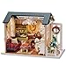 Decdeal DIY Christmas Miniature Dollhouse Kit Realistic Mini 3D Wooden House Room Craft Furniture LED Lights Children's Day Birthday Gift Christmas Decoration (Refined Version, Merry Christmas)