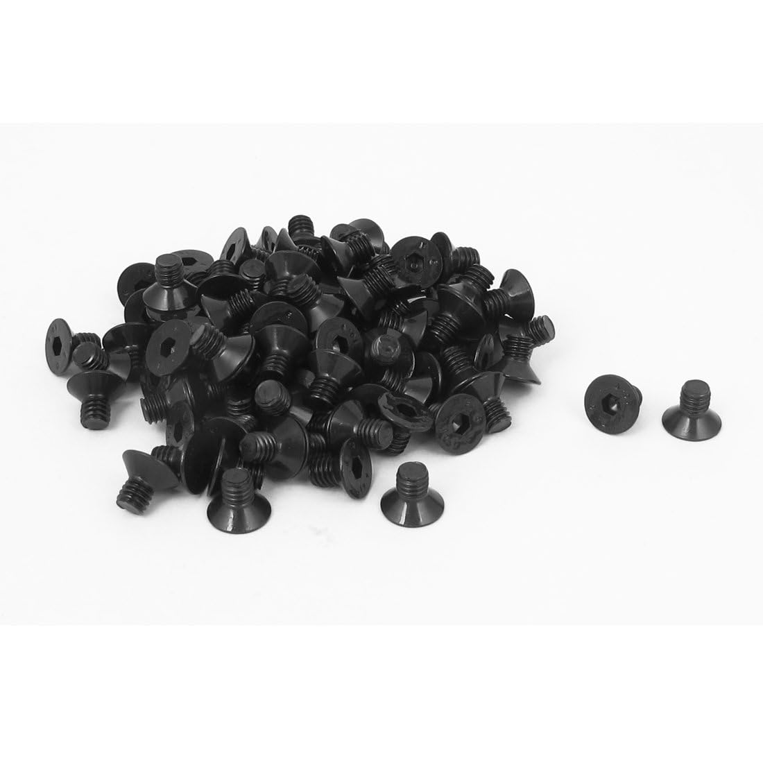 TA-VIGOR 100Pcs Hex Socket Countersunk Head Screw Bolts, M4 x 6mm Alloy Steel Flat Head Socket Cap Screws Bolts Fasteners for Bicycle Motorcycle Repair, Machinery, Household Appliances, Black