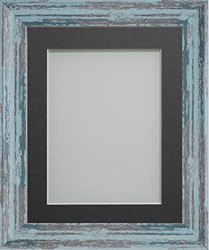 Frame Company Lynton Rustic Blue Photo Frame with Grey Mount, A4 for 9x6 inch, fitted with perspex