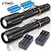 20000 Lumen Brightest LED Tactical Flashlights (2 PACK), Ultra Bright Professional Military Torch Light 5 Mode Adjustable Brightness Waterproof LED Flashlight with Battery Charger (Black)