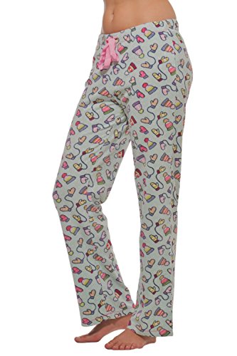 Alki'i Warm Winter Fleece Lounge Pajama Bottom Pants -Mittens-L