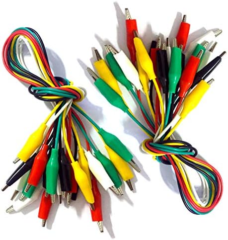 Double Ended Jumper Wires 10-Pack Alligator Clip Test Leads - 20 Inch Double Ended With 5 Colors - Jumper Wires For Circuit Testing Electrical Clips