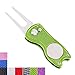 Mile High Life All Metal Foldable Golf Divot Tool with Pop-up Button & Magnetic Ball Marker, Golf Club Holder (Lime Green Fish)