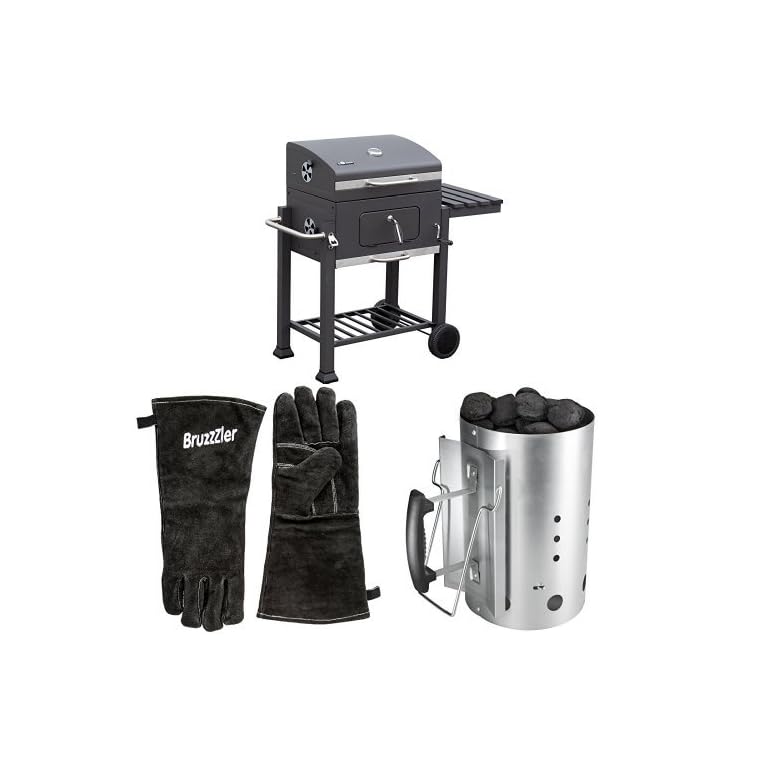 El Fuego® Holzkohlegrill Ontario, Grau, 115x107x67 cm + Abdeckhaube