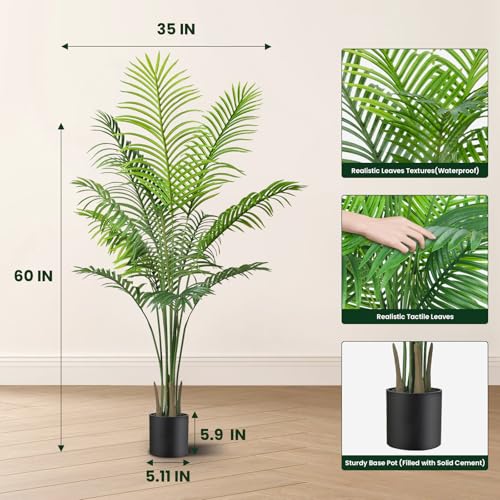 Artificial Palm Tree Indoor Decor Plant Tall Fake Tropical Palm Tree In ...