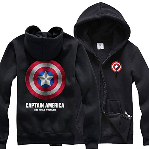 Sexyggs Mens Fashion Avengers Marvel Captain America Eco Fleece Full Zip Hoodie